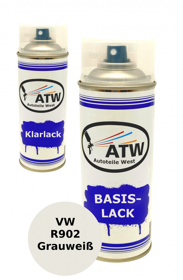 Autolack für VW R902 Grauweiß+400ml Klarlack Set